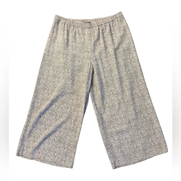 Eileen Fisher Broken Chevron Patterned Wide Crop Pants - Picture 2 of 6